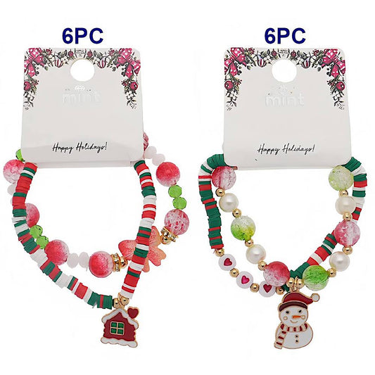 Christmas Charm Bead Bracelet Set