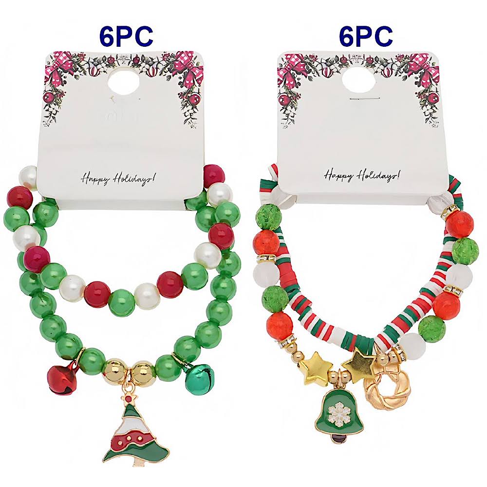 Christmas Charm Bead Bracelet Set