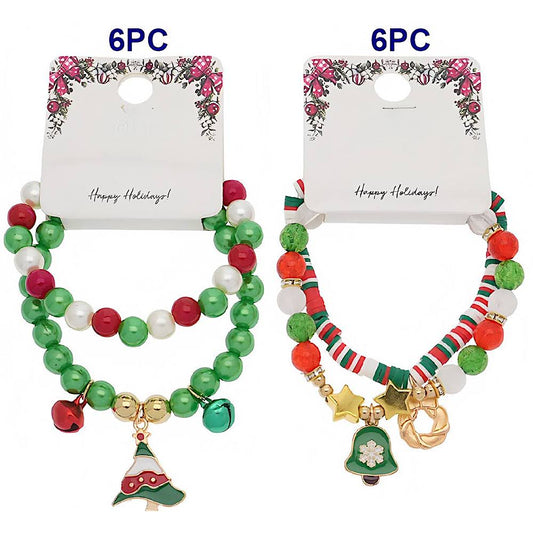 Christmas Charm Bead Bracelet Set