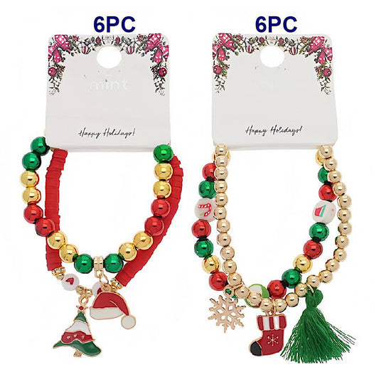 Christmas Charm Bead Bracelet Set