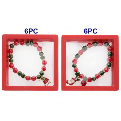 Christmas Bells & Stockings Charm Bead Bracelet