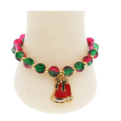 Christmas Bells & Snowman Charm Bead Bracelet