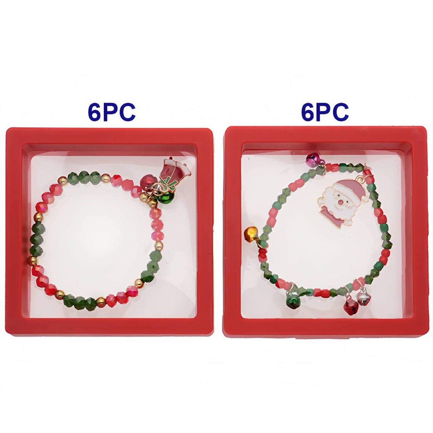Christmas Bells & Santa Charm Bead Bracelet
