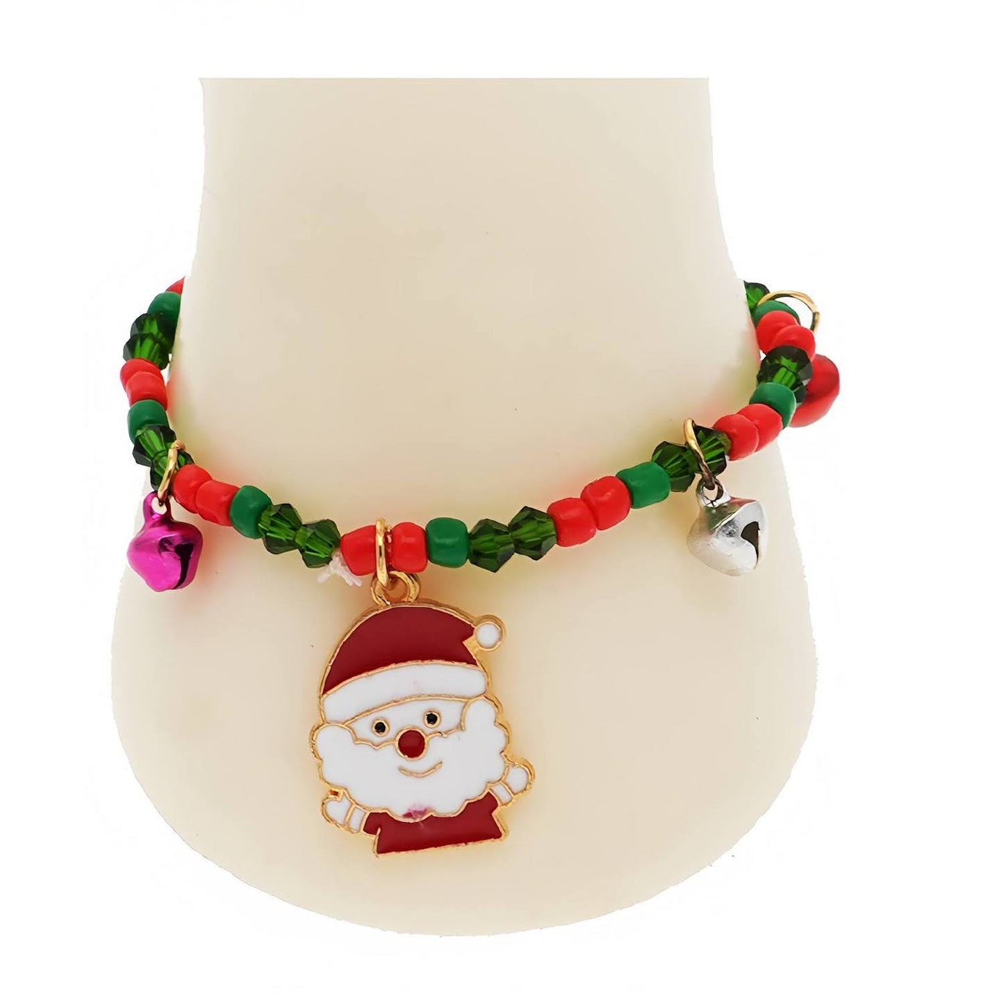 Christmas Bells & Santa Charm Bead Bracelet