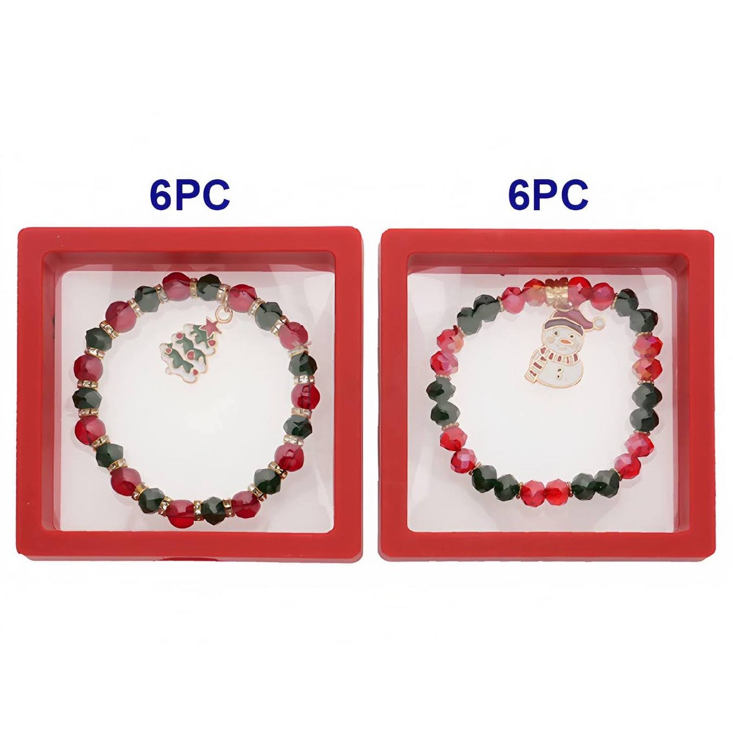 Christmas Snowman & Tree Bead Bracelet