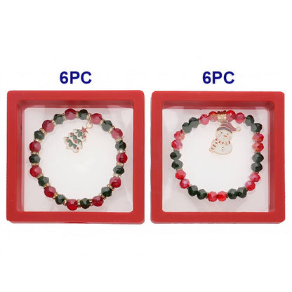 Christmas Snowman & Tree Bead Bracelet