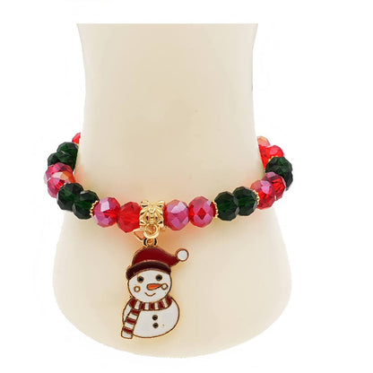 Christmas Snowman & Tree Bead Bracelet