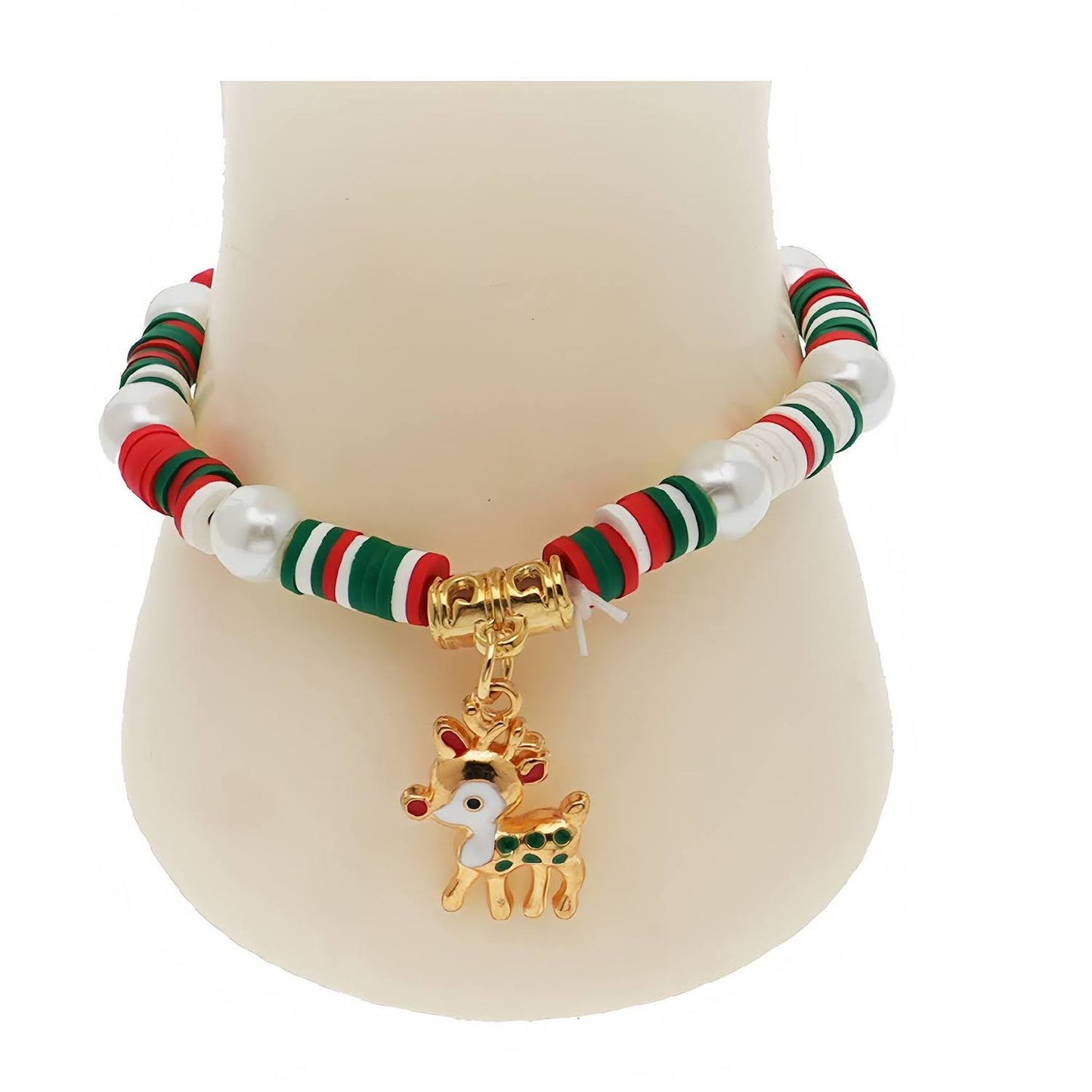 Christmas Reindeer Charm Bead Bracelet