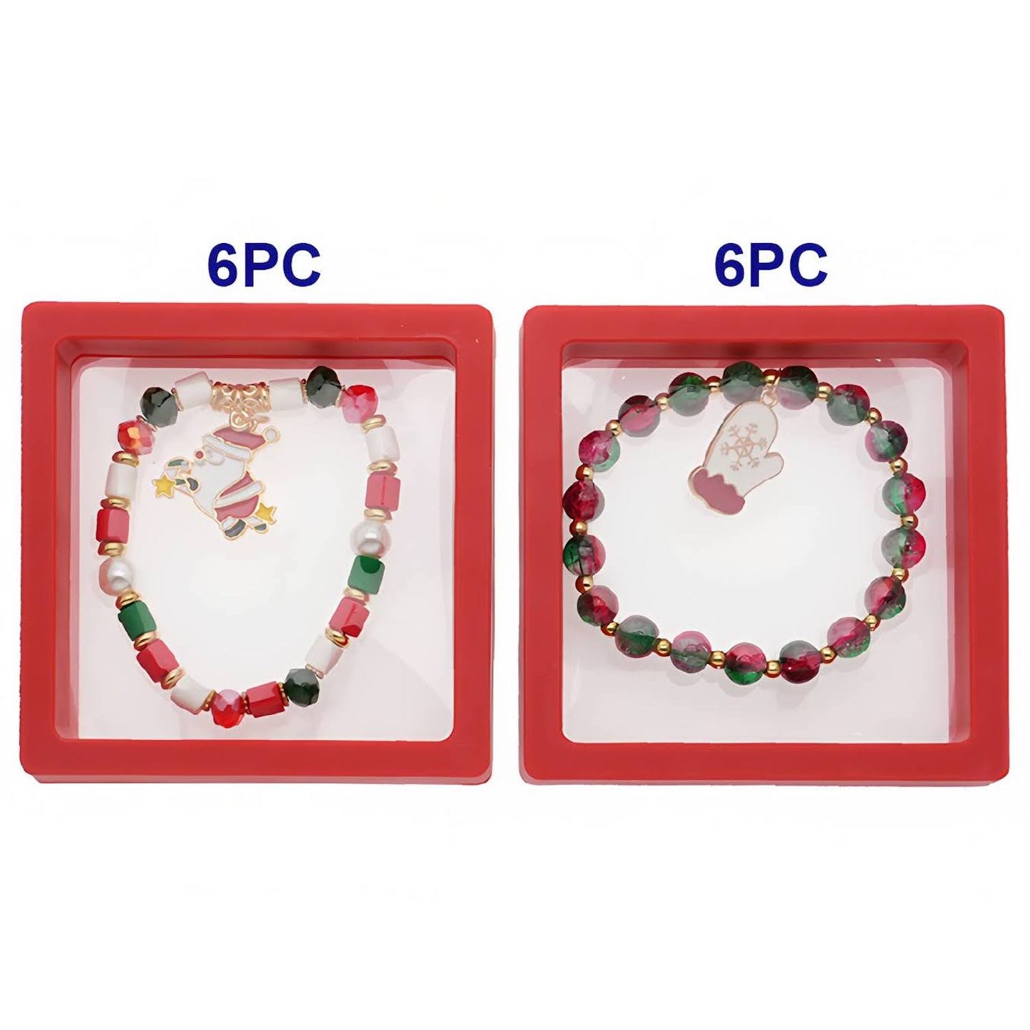 Christmas Santa & Mittens Charm Bead Bracelet