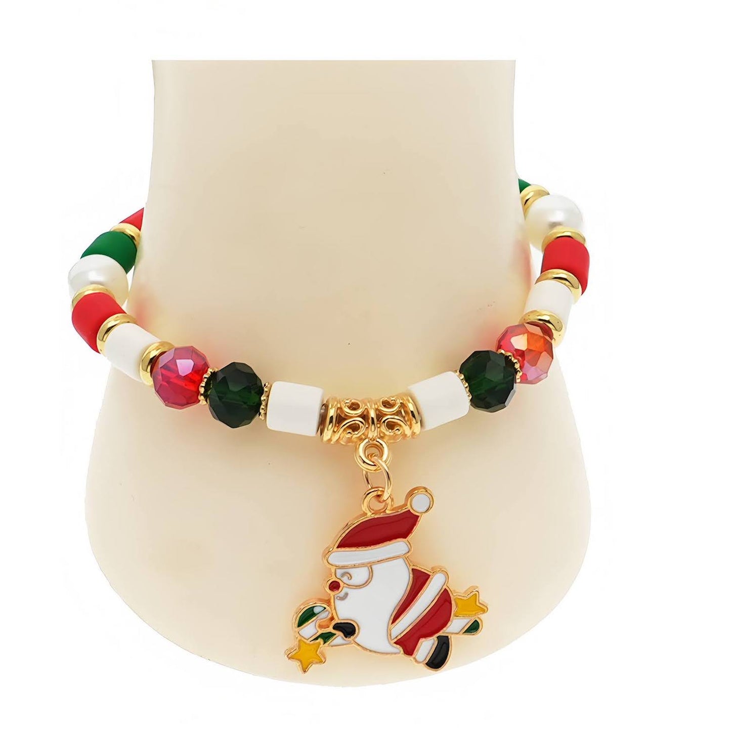 Christmas Santa & Mittens Charm Bead Bracelet