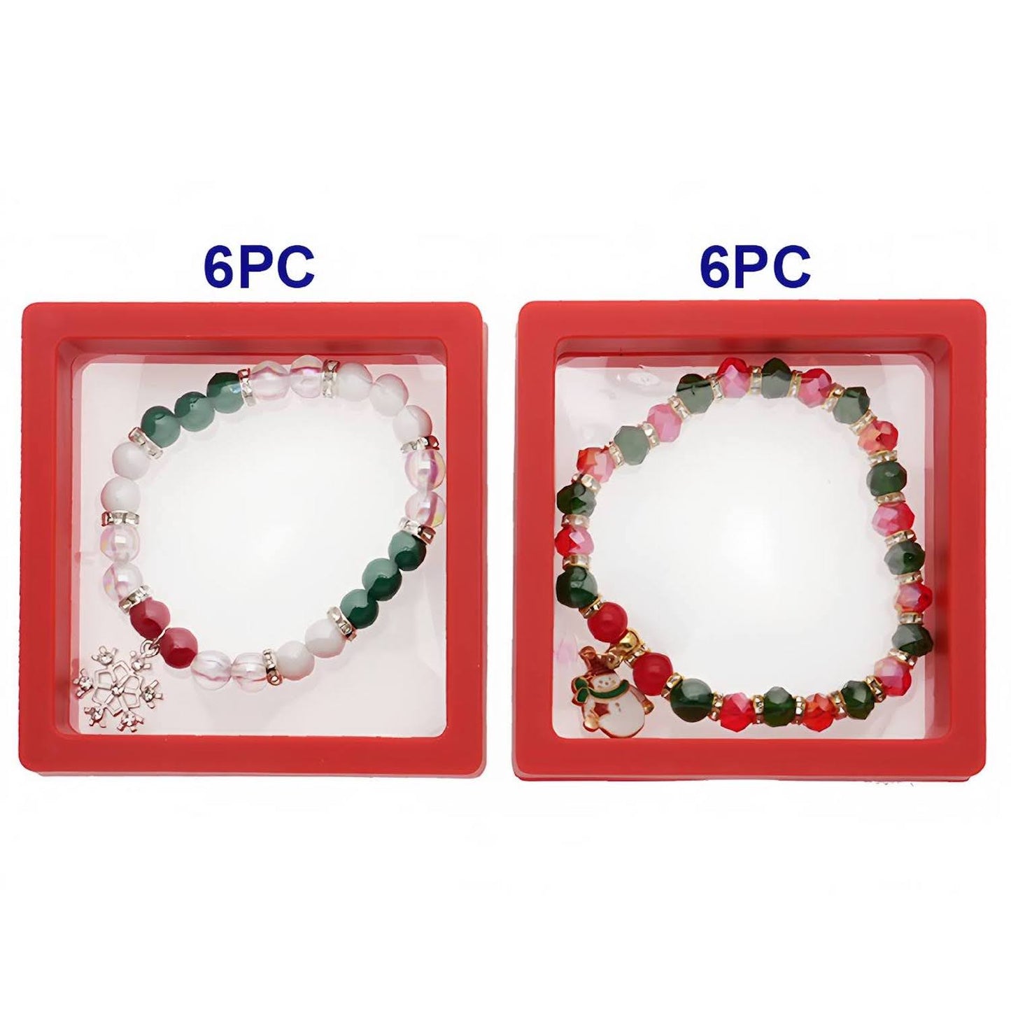 Christmas Santa & Snowflake Charm Bead Bracelet
