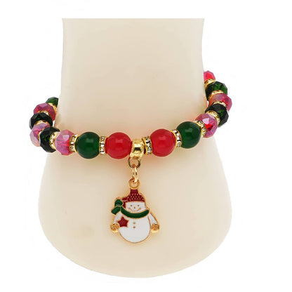 Christmas Santa & Snowflake Charm Bead Bracelet