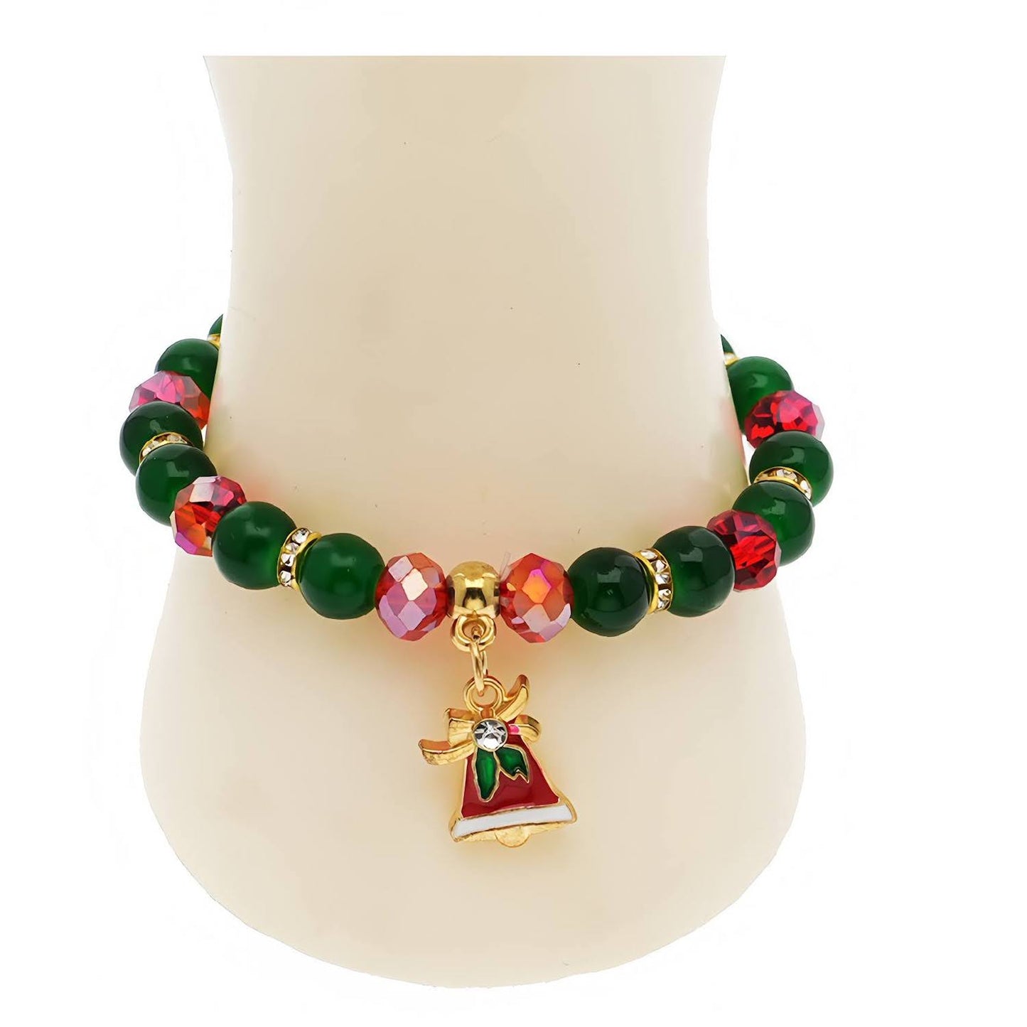 Christmas Tree & Bells Charm Bead Bracelet