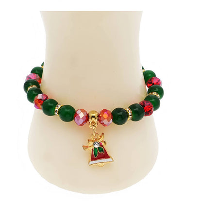 Christmas Tree & Bells Charm Bead Bracelet