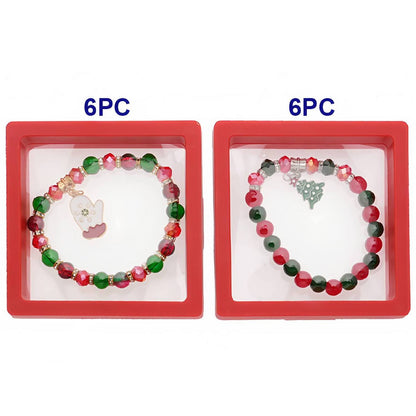 Christmas Tree & Mittens Charm Bead Bracelet