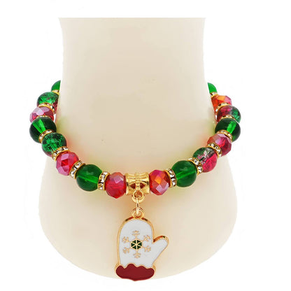 Christmas Tree & Mittens Charm Bead Bracelet