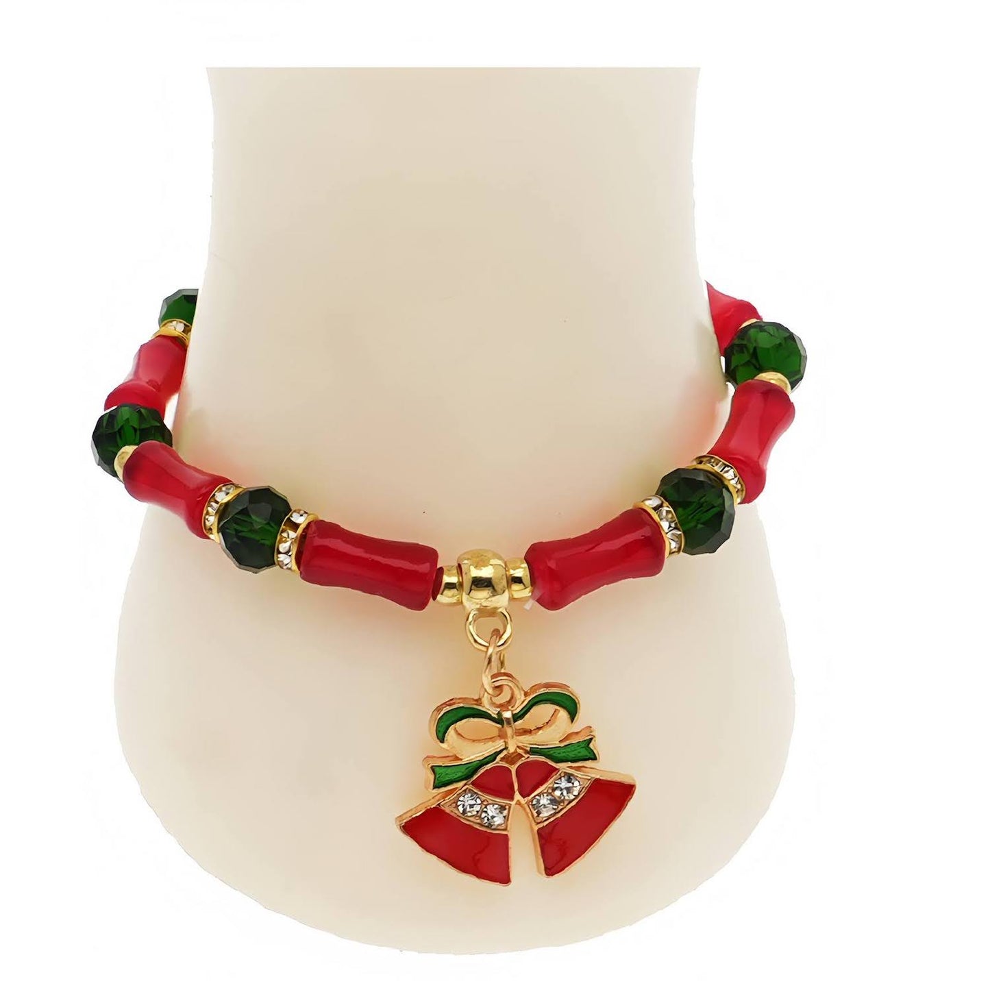 Christmas Bells & Stockings Charm Bead Bracelet