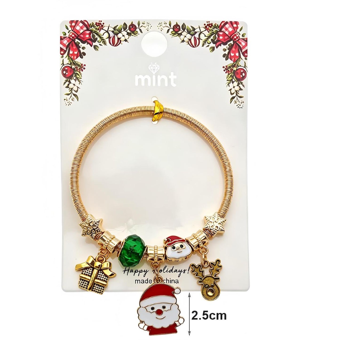 Christmas Tree & Santa Charm Bracelet