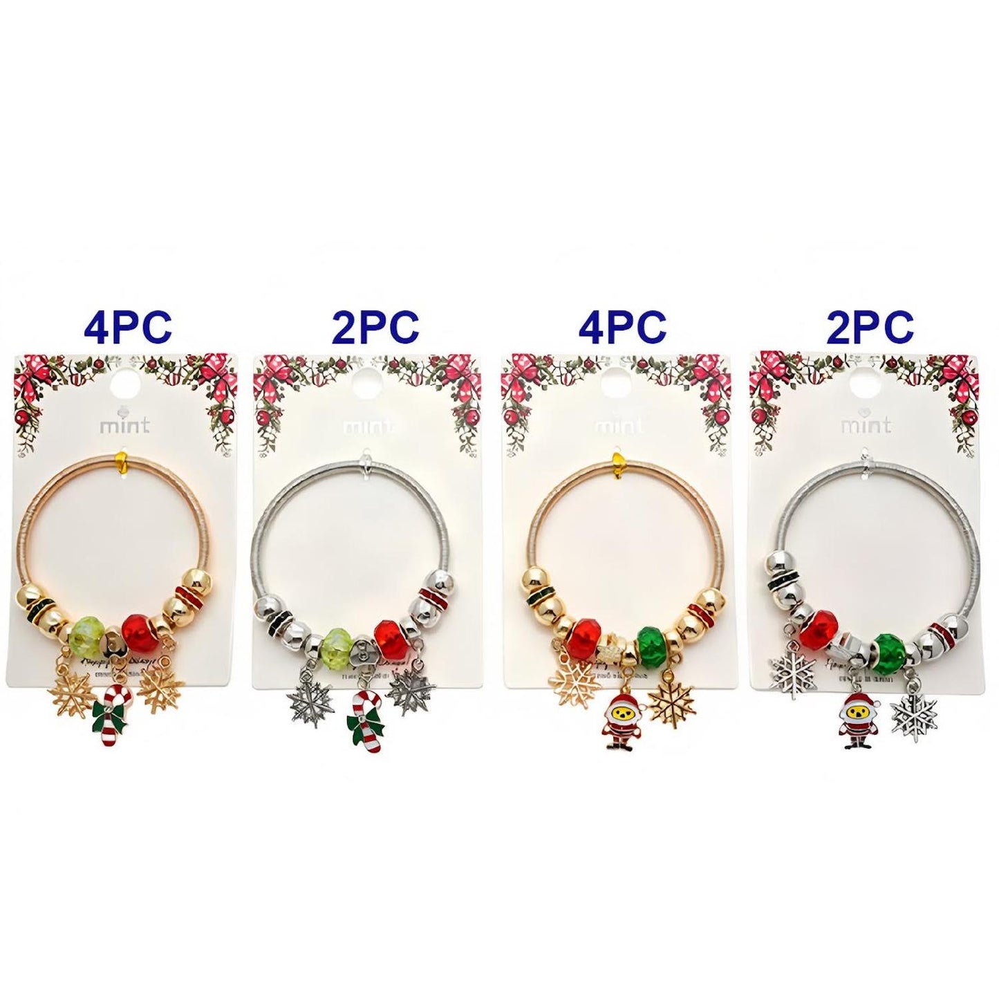 Christmas Santa & Candy Cane Charm Bracelet