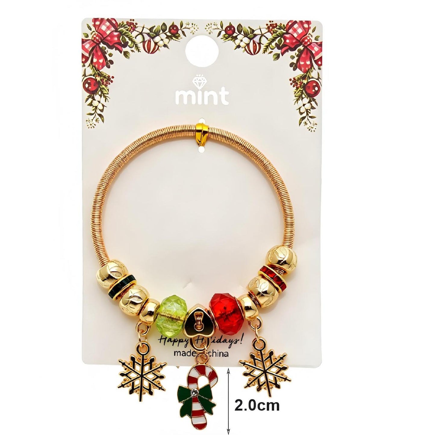 Christmas Santa & Candy Cane Charm Bracelet