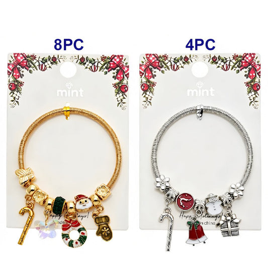Christmas Bells & Wreath Charm Bracelet