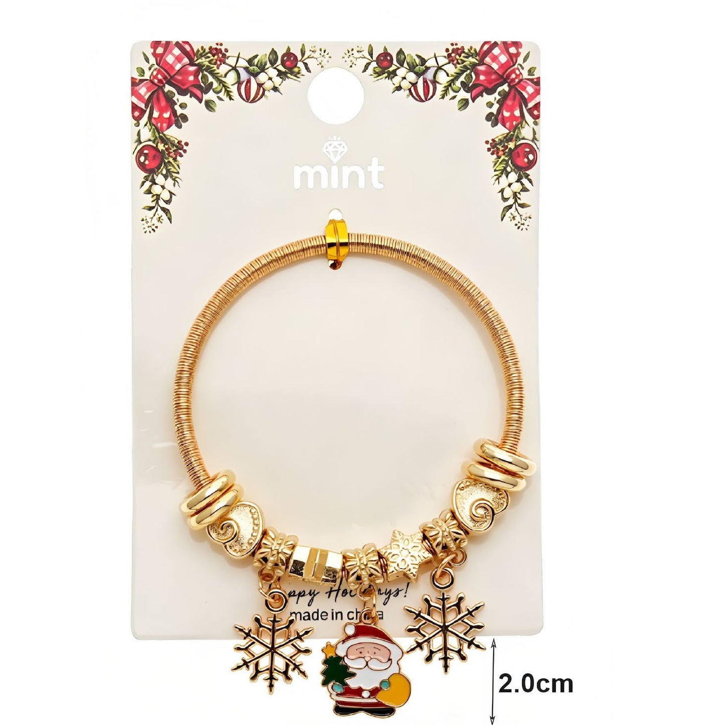 Christmas Santa & Snowman Charm Bracelet