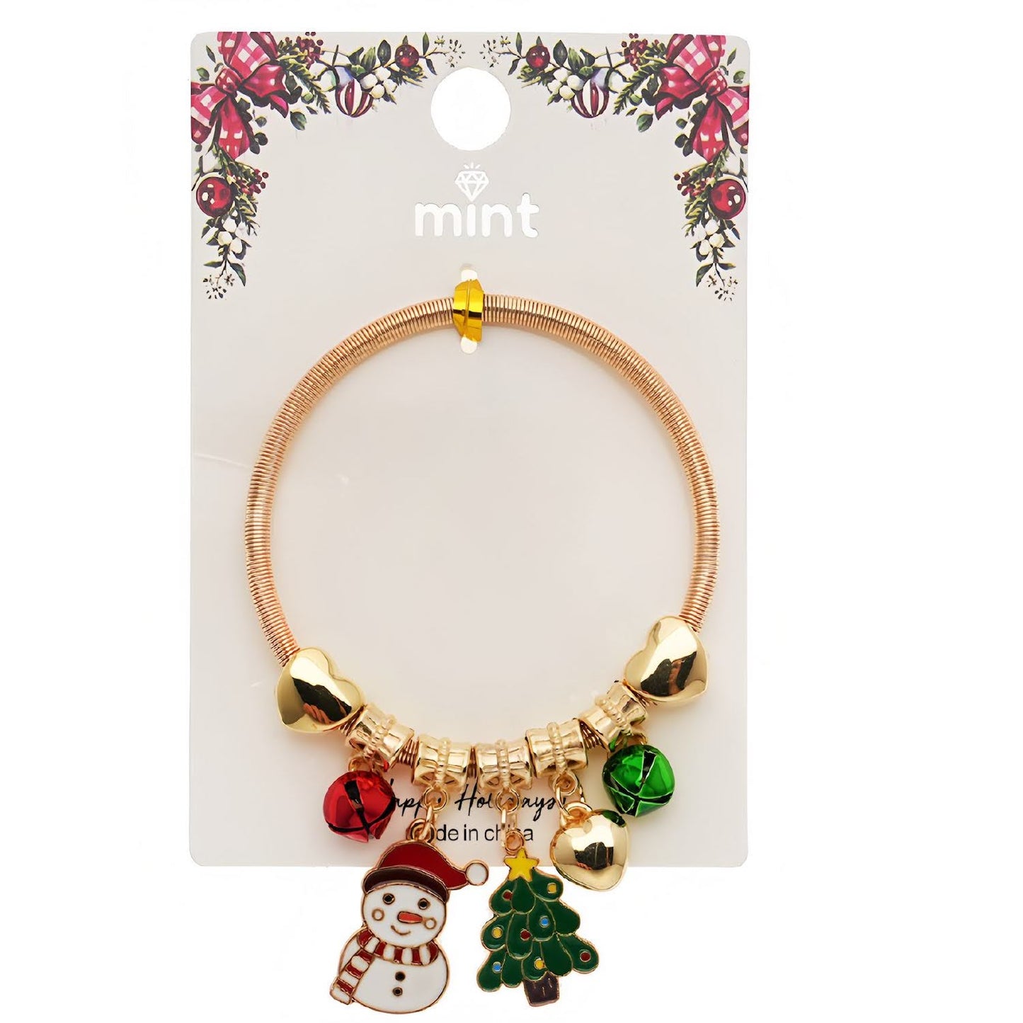 Christmas Hat & Snowman Charm Bracelet