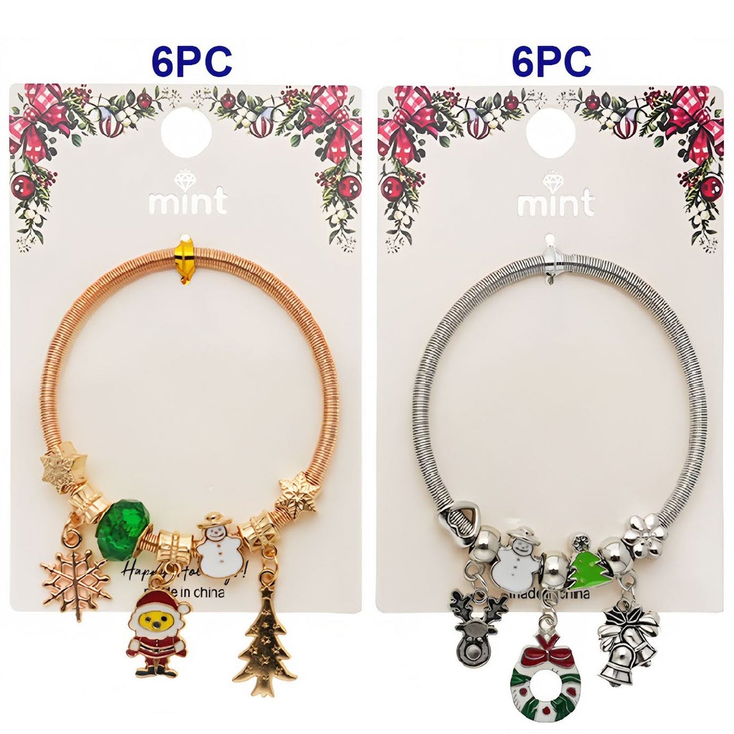 Christmas Santa & Wreath Charm Bracelet