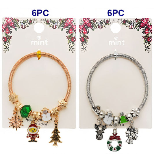 Christmas Santa & Wreath Charm Bracelet