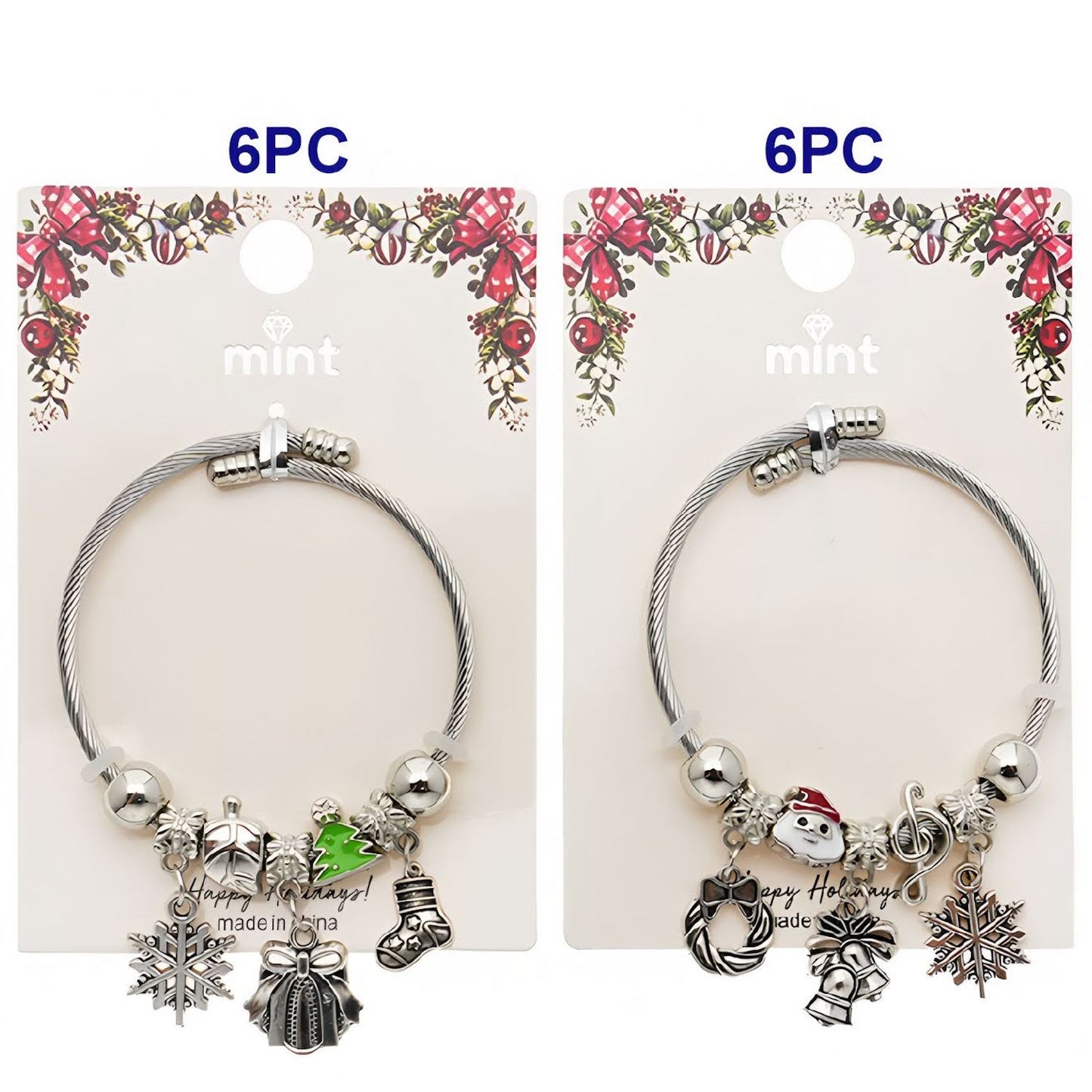 Christmas Bells Silver Charm Bracelet