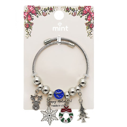 Christmas Silver Charm Bracelet