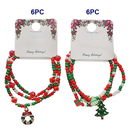 Christmas Charm Beaded Bracelet Set