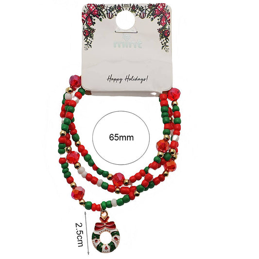 Christmas Charm Beaded Bracelet Set