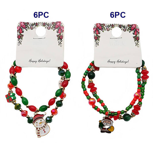 Christmas Charm Beaded Bracelet Set