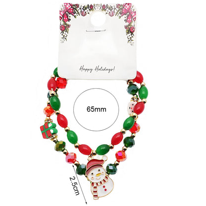 Christmas Charm Beaded Bracelet Set