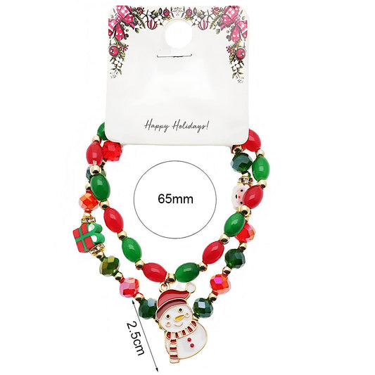Christmas Charm Beaded Bracelet Set