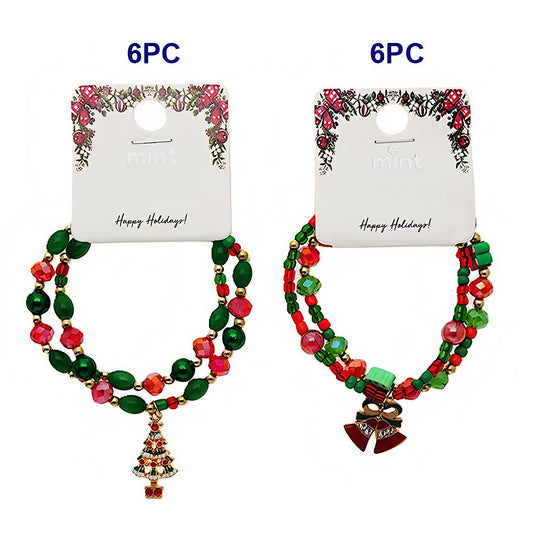 Christmas Charm Beaded Bracelet Set