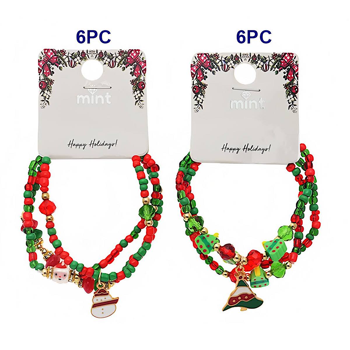 Christmas Charm Beaded Bracelet Set