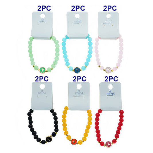 Cross Charm Bead Bracelet