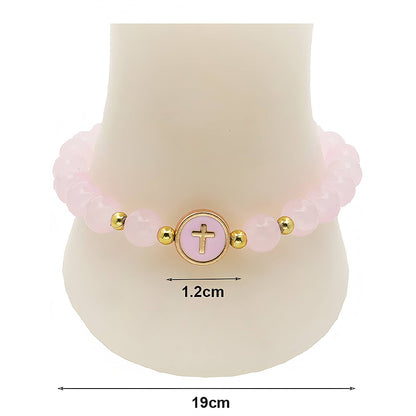 Cross Charm Bead Bracelet