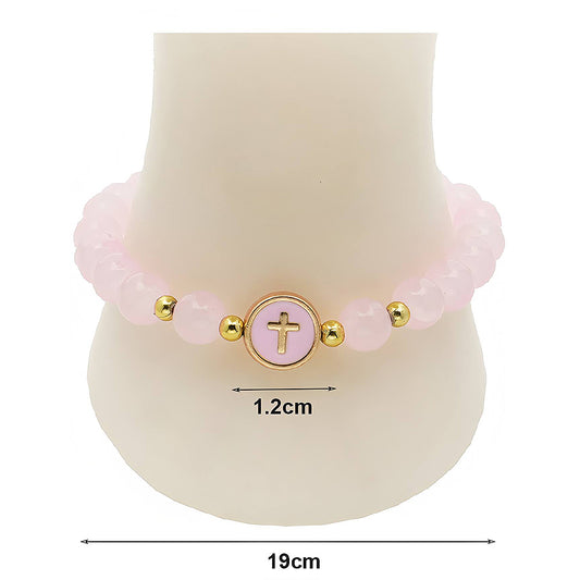 Cross Charm Bead Bracelet