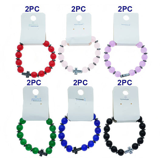 Cross Charm Bead Bracelet