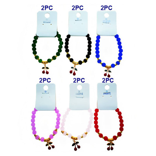 Cherry Charm Bead Bracelet