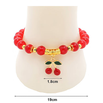 Cherry Charm Bead Bracelet