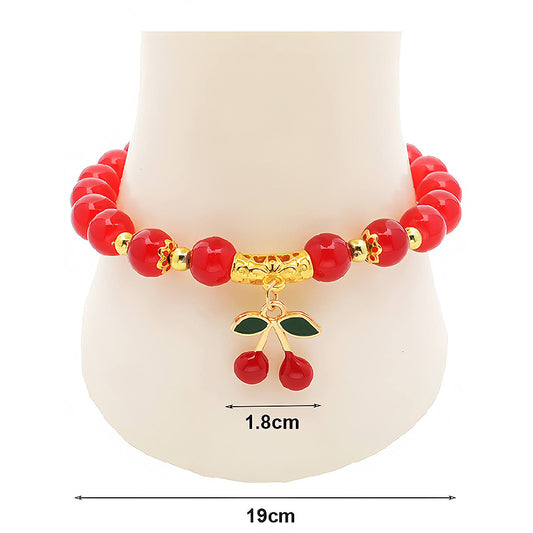Cherry Charm Bead Bracelet