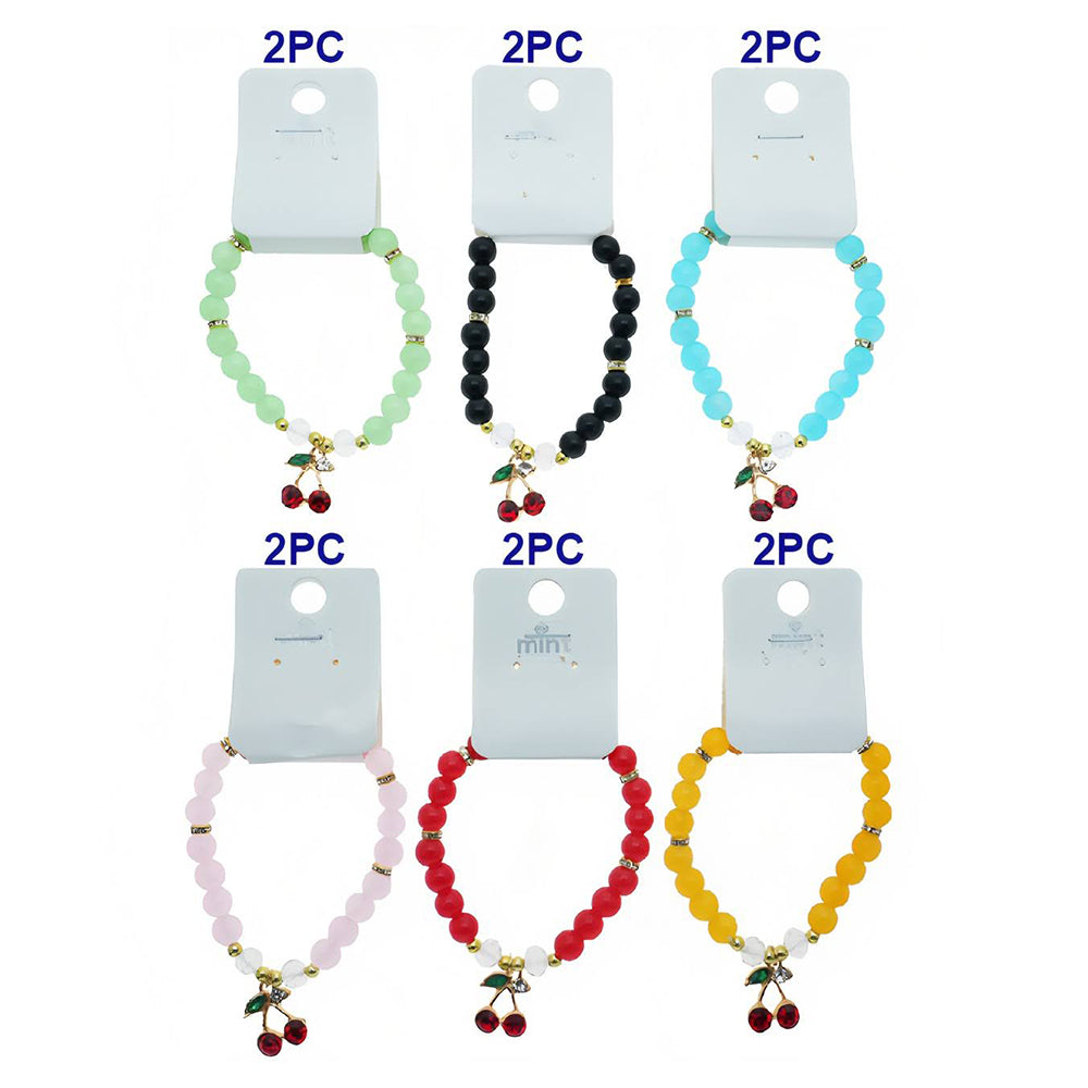 Cherry Charm Bead Bracelet
