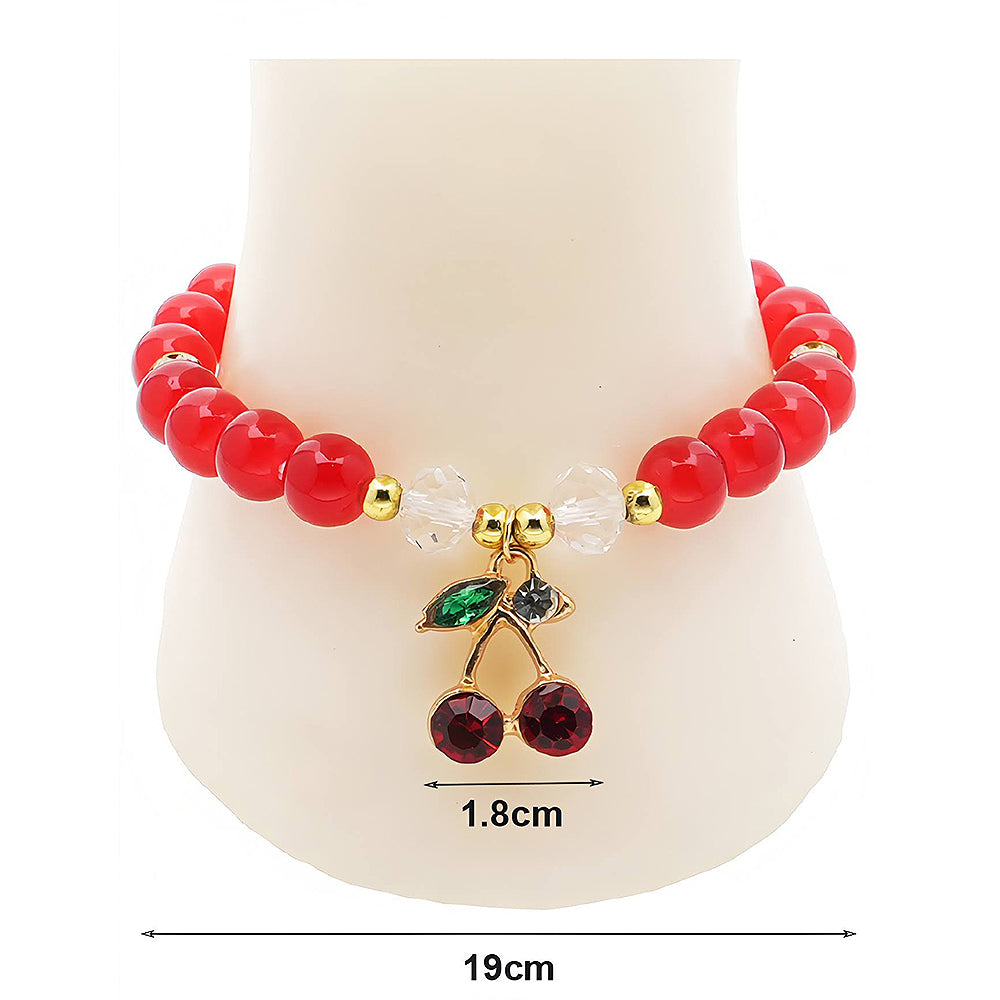 Cherry Charm Bead Bracelet