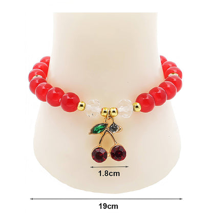Cherry Charm Bead Bracelet
