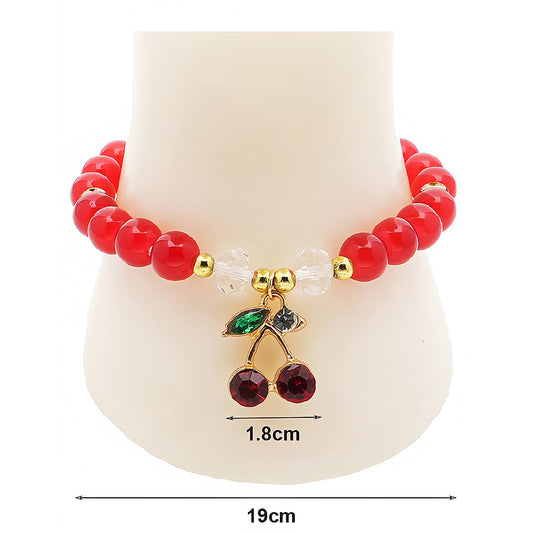 Cherry Charm Bead Bracelet