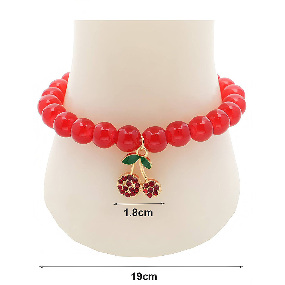 Cherry Charm Bead Bracelet